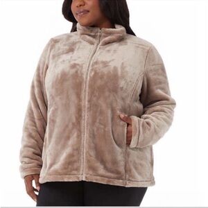 NWT 32 Degrees Ladies Plush Faux Fur Fabric Jacket TAN - size 3X cozy winter